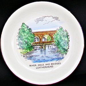 BUCKFAST POTTERIES Plate River Mole BRIDGES Leatherhead DEVON England Old 7"